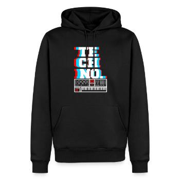 TECHNO. Awesome Retro DJ Techno Lover Designs - Männer Premium Bio Hoodie - Schwarz - Vorne - Nico (187cm)