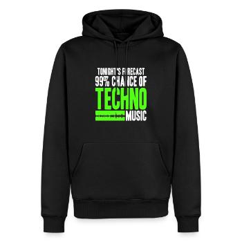 Les prévisions de ce soir 99% de chances de musique techno - Sweat à capuche Premium bio Homme - noir - Devant - Nico (187cm)