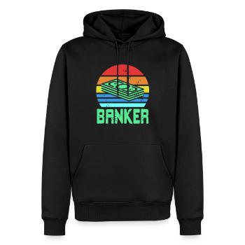 T-shirt rétro vintage BANKER Cool Banker Designs - Sweat à capuche Premium bio Homme - noir - Devant - Nico (187cm)