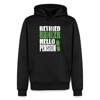 BANQUIER retraité Bonjour Pension Retro Drôle Banquier - Sweat à capuche Premium bio Homme - noir - Devant - Nico (187cm)