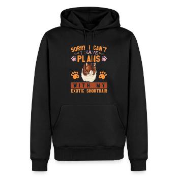 Drôle Désolé je ne peux pas avoir de plans avec mes chats - Sweat à capuche Premium bio Homme - noir - Devant - Nico (187cm)