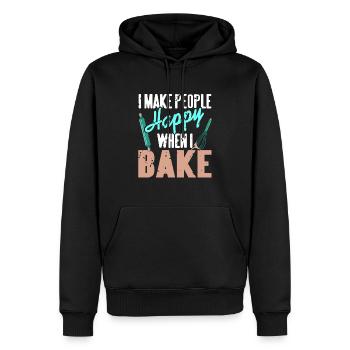 Je rends les gens heureux quand je fais cuire du boulanger rétro - Sweat à capuche Premium bio Homme - noir - Devant - Nico (187cm)