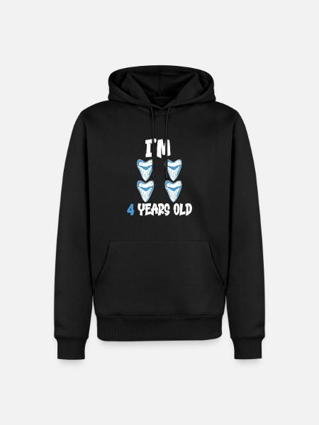 Ich bin 4 Jahre alt - Megalodon-Zahnhai 4. - Männer Premium Bio Hoodie - Schwarz