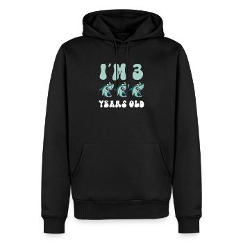 Ce petit chasseur de mégalodon a 3 ans - - Sweat à capuche Premium bio Homme - noir - Devant - Nico (187cm)
