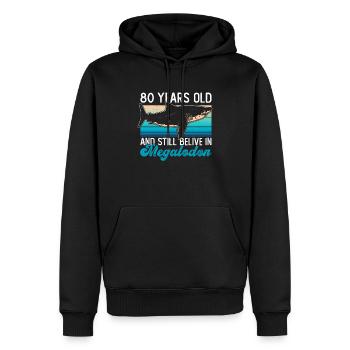 80 years old and still believe in megalodons - Men’s Premium Organic Hoodie - black - Front - Nico (187cm)