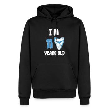 Ich bin 11 Jahre alt - Megalodon-Zahnhai 11. - Männer Premium Bio Hoodie - Schwarz - Vorne - Nico (187cm)