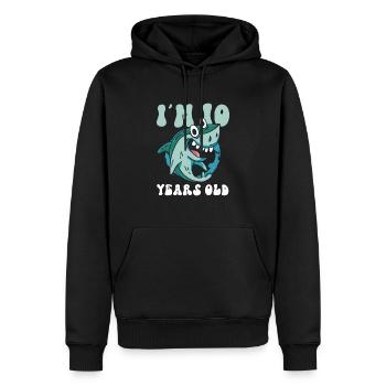 Ce petit chasseur de mégalodon a 10 ans - - Sweat à capuche Premium bio Homme - noir - Devant - Nico (187cm)