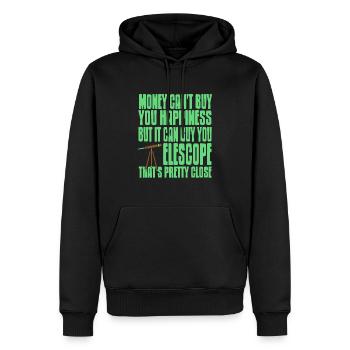 Money Can't Buy Happiness But It Can Buy Telescope - Männer Premium Bio Hoodie - Schwarz - Vorne - Nico (187cm)