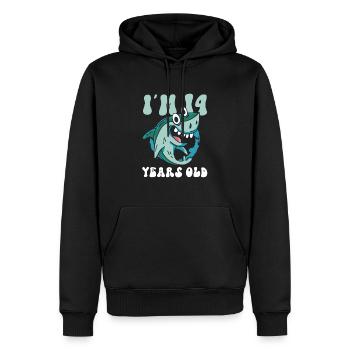 Ce petit chasseur de mégalodon a 13 ans - - Sweat à capuche Premium bio Homme - noir - Devant - Nico (187cm)