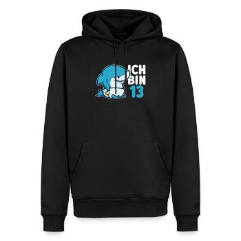 Ich Bin 13 - 13. Geburtstag Hai Haifisch - Männer Premium Bio Hoodie - Schwarz - Vorne - Nico (187cm)
