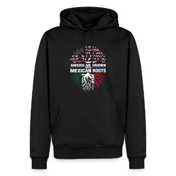 Mexican Roots American Grown - Men’s Premium Organic Hoodie - black - Front - Nico (187cm)