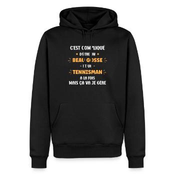 Compliqué beau gosse et tennisman - Sweat à capuche Premium bio Homme - noir - Devant - Nico (187cm)