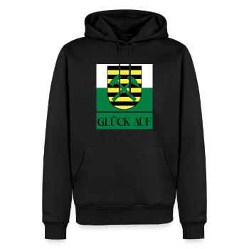 Erzgebirge Glück auf Sachsen - Männer Premium Bio Hoodie - Schwarz - Vorne - Nico (187cm)