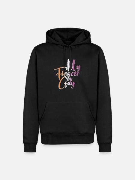 Min forlovede er bøsse - Lesbisk Bryllup - Herre Premium økologisk hoodie - sort