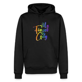 Mein Verlobter ist schwul - Schwule Hochzeit - Männer Premium Bio Hoodie - Schwarz - Vorne - Nico (187cm)