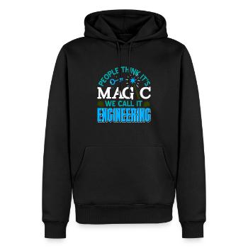 Les gens pensent que c’est magique que nous l’appelons ingénierie - Sweat à capuche Premium bio Homme - noir - Devant - Nico (187cm)