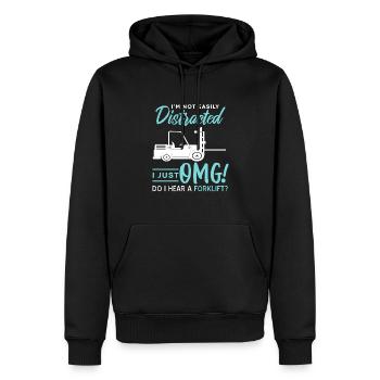 I'm Not Easily Distracted Funny Forklift Lover - Männer Premium Bio Hoodie - Schwarz - Vorne - Nico (187cm)