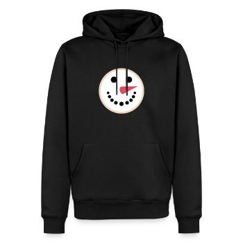 Hiver Bonhomme de neige Visage Vacances Mignon Noël Tendance - Sweat à capuche Premium bio Homme - noir - Devant - Nico (187cm)