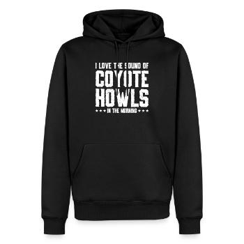 Coyote Jäger - Männer Premium Bio Hoodie - Schwarz - Vorne - Nico (187cm)