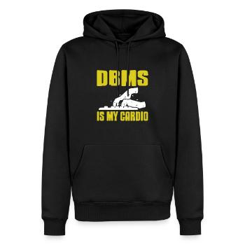 DBMS IS My Cardio Retro Funny DATA Admin T-Shirt - Männer Premium Bio Hoodie - Schwarz - Vorne - Nico (187cm)