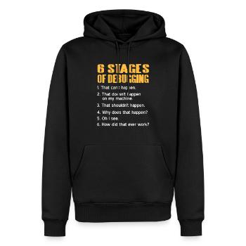 6 Stages Of Debugging Funny Data Admin T-Shirt - Männer Premium Bio Hoodie - Schwarz - Vorne - Nico (187cm)