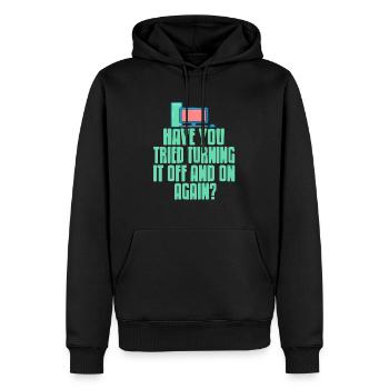 Have You Tried Turning It Off & On Again? Funny - Männer Premium Bio Hoodie - Schwarz - Vorne - Nico (187cm)