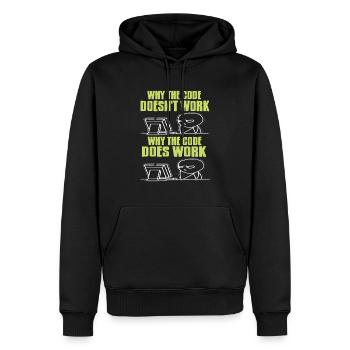 Funny Data Admin The Code Doesn't Work & Does Work - Men’s Premium Organic Hoodie - black - Front - Nico (187cm)