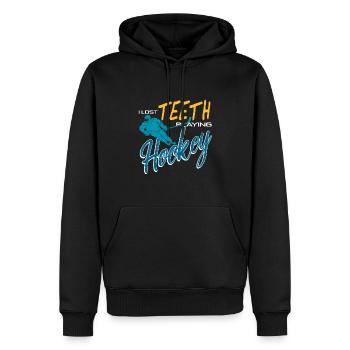 I Lost Teeth Playing Hockey Retro Funny T-Shirt - Männer Premium Bio Hoodie - Schwarz - Vorne - Nico (187cm)