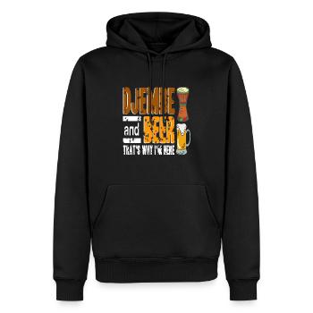 Djembe & Bière C’est pourquoi je suis ici Rétro Vintage - Sweat à capuche Premium bio Homme - noir - Devant - Nico (187cm)