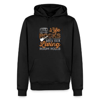 Life Rocks When Your Living Room Rolls Vintage - Männer Premium Bio Hoodie - Schwarz - Vorne - Nico (187cm)