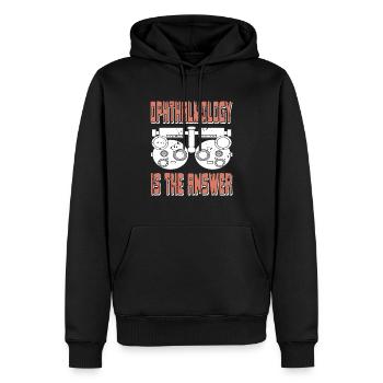 Ophthalmology Is The Answer Cool Retro T-Shirt - Men’s Premium Organic Hoodie - black - Front - Nico (187cm)