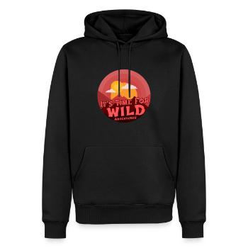 it's time for wild adventures - Men’s Premium Organic Hoodie - black - Front - Nico (187cm)