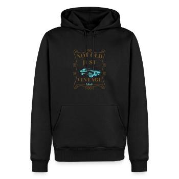 Rétro pas vieux juste vintage classique voiture américaine - Sweat à capuche Premium bio Homme - noir - Devant - Nico (187cm)