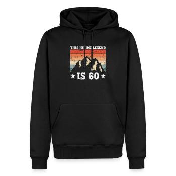 Randonnée 60ème anniversaire Randonneurs 60 ans en plein air - Sweat à capuche Premium bio Homme - noir - Devant - Nico (187cm)