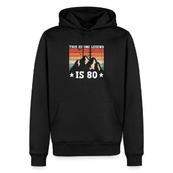 Randonnée 80e anniversaire Randonneurs 80 ans en plein air - Sweat à capuche Premium bio Homme - noir - Devant - Nico (187cm)
