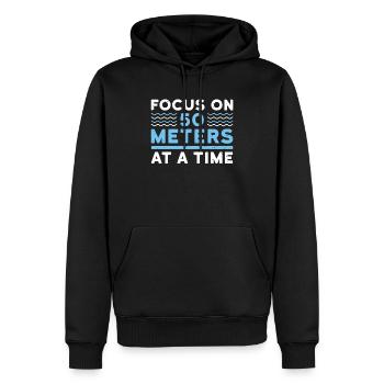 Concentrez-vous sur 50 mètres à la fois - Sweat à capuche Premium bio Homme - noir - Devant - Nico (187cm)