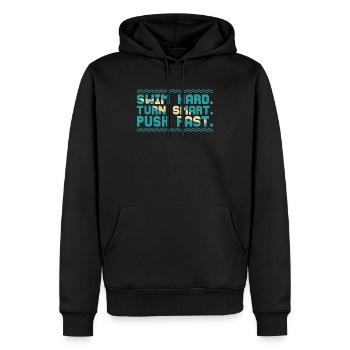 Nager fort Tournez intelligemment et repoussez - Sweat à capuche Premium bio Homme - noir - Devant - Nico (187cm)