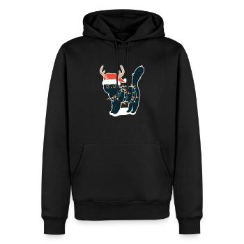 Renne Chat Noir Lumières De Noël Drôle - Sweat à capuche Premium bio Homme - noir - Devant - Nico (187cm)