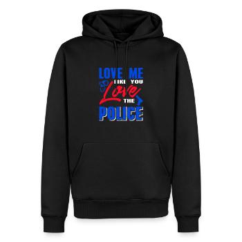 Aime-moi comme tu aimes la police cool retro - Sweat à capuche Premium bio Homme - noir - Devant - Nico (187cm)