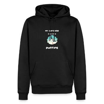Macareux moines - Sweat à capuche Premium bio Homme - noir - Devant - Nico (187cm)