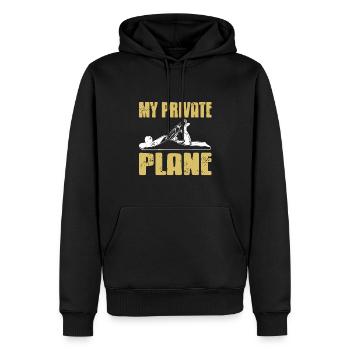 Mon avion privé Drôle de t-shirt rétro ouvrier en bois - Sweat à capuche Premium bio Homme - noir - Devant - Nico (187cm)