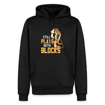 Joue toujours avec des blocs drôle retro carpenter - Sweat à capuche Premium bio Homme - noir - Devant - Nico (187cm)