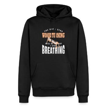 Le jour où j’arrête de tourner sur bois des designs rétro impressionnants - Sweat à capuche Premium bio Homme - noir - Devant - Nico (187cm)