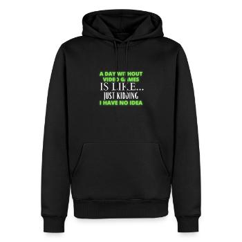 Une journée sans jeux vidéo Drôle de joueur vidéo - Sweat à capuche Premium bio Homme - noir - Devant - Nico (187cm)