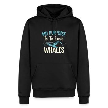 Baleines Baleines Biologiste marin Mammifère marin Bébé baleine - Sweat à capuche Premium bio Homme - noir - Devant - Nico (187cm)