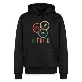 triathlon natation cyclisme course à pied - Sweat à capuche Premium bio Homme - noir - Devant - Nico (187cm)