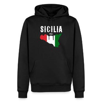 Drapeau de la Sicile Sicile Palerme Italie - Sweat à capuche Premium bio Homme - noir - Devant - Nico (187cm)