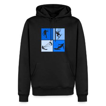 Kite Surf, Kite Board, Lifestyle Vintage Design - Sweat à capuche Premium bio Homme - noir - Devant - Nico (187cm)