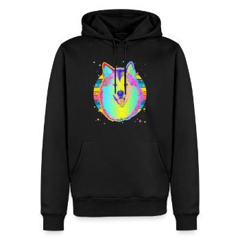 Alaskan Malamute Dog Rainbow Space Black - Men’s Premium Organic Hoodie - black - Front - Nico (187cm)