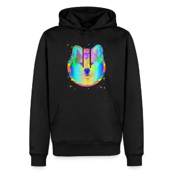 Akita Dog Rainbow Space Black - Men’s Premium Organic Hoodie - black - Front - Nico (187cm)